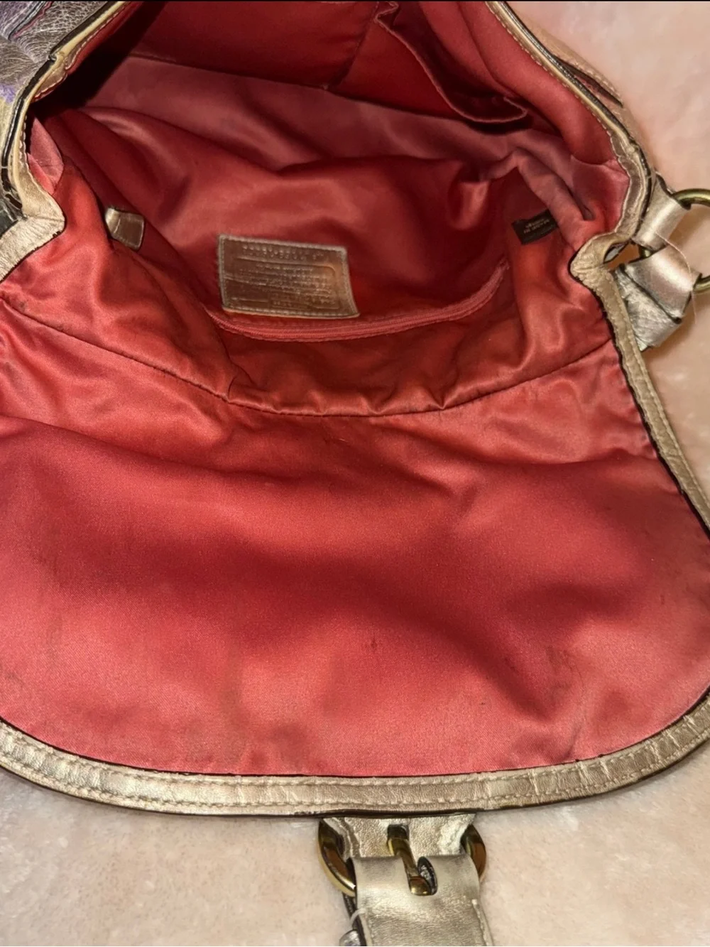 Rare Y2K Coach Metallic Whipstitch Leather Shoulder Bag Platinum Vintage READ - Picture 11 of 11